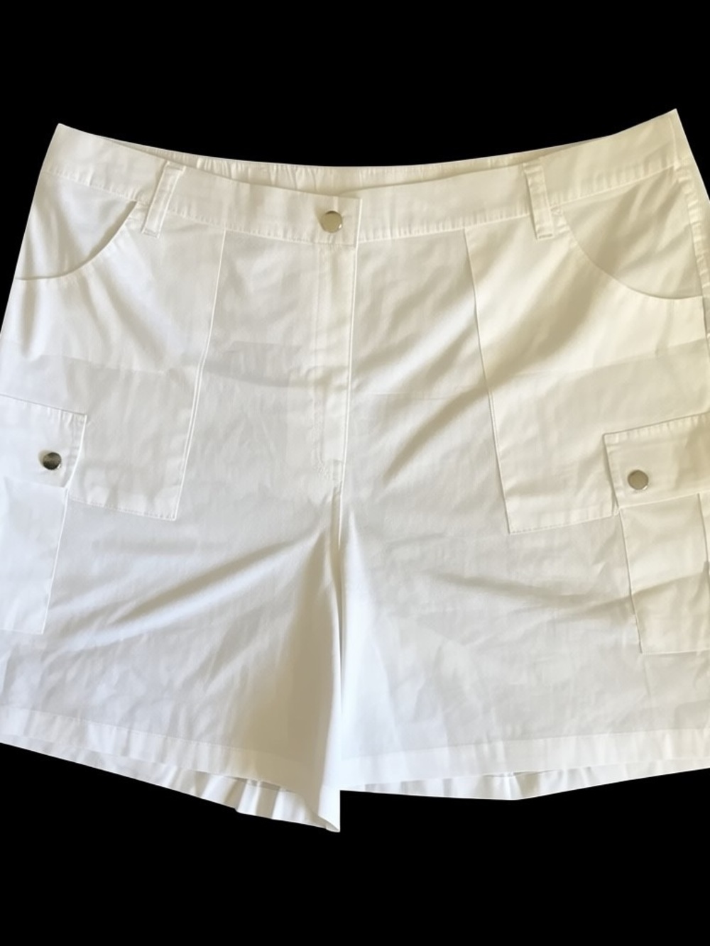 White Cargo Plus Size Shorts for Women - Classic UtilityStyle Stretch 3X - Picture 4 of 6